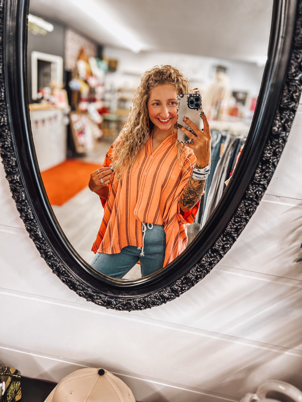 button up oversized striped summer tops