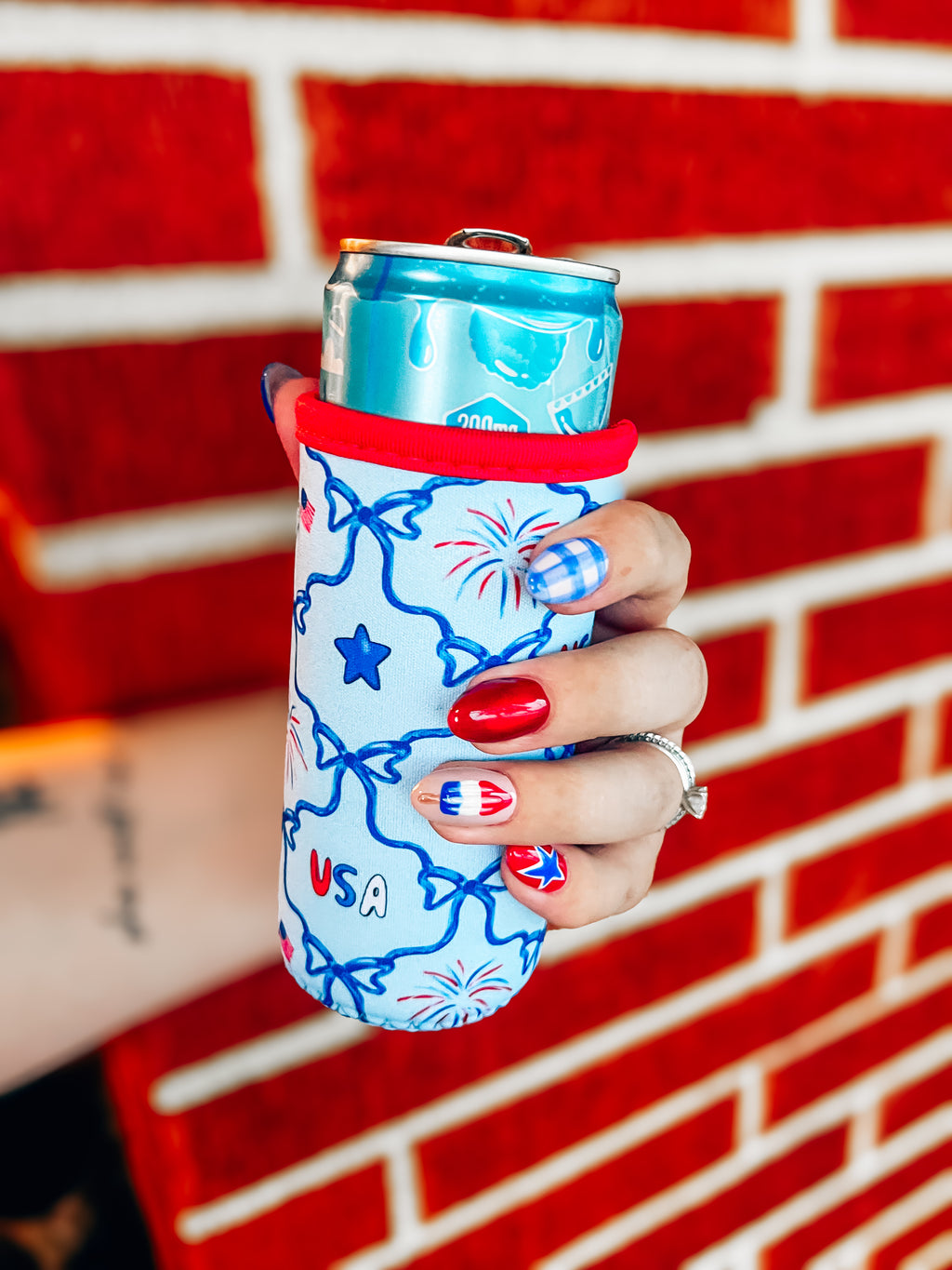 RWB skinny koozies