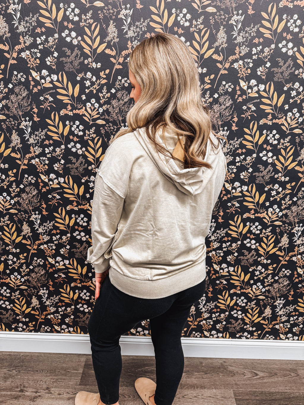 washed oatmeal henley hoodie