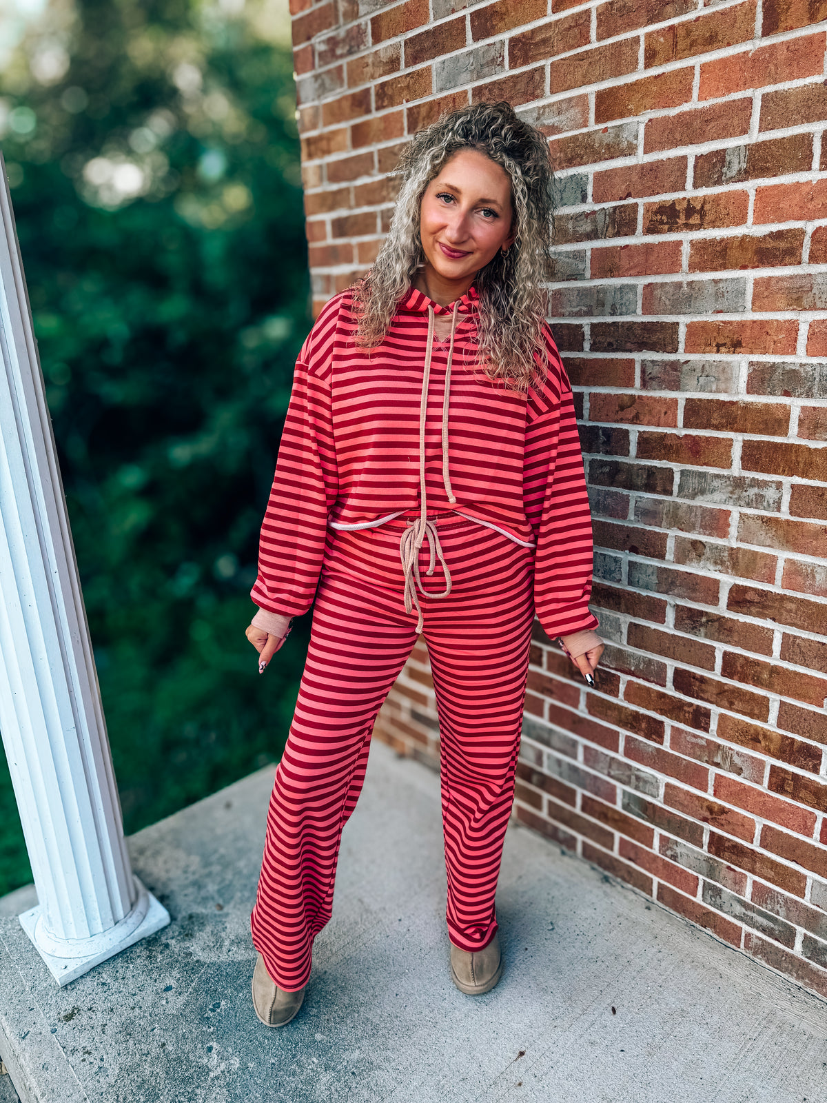 Fall sunset striped French terry pants
