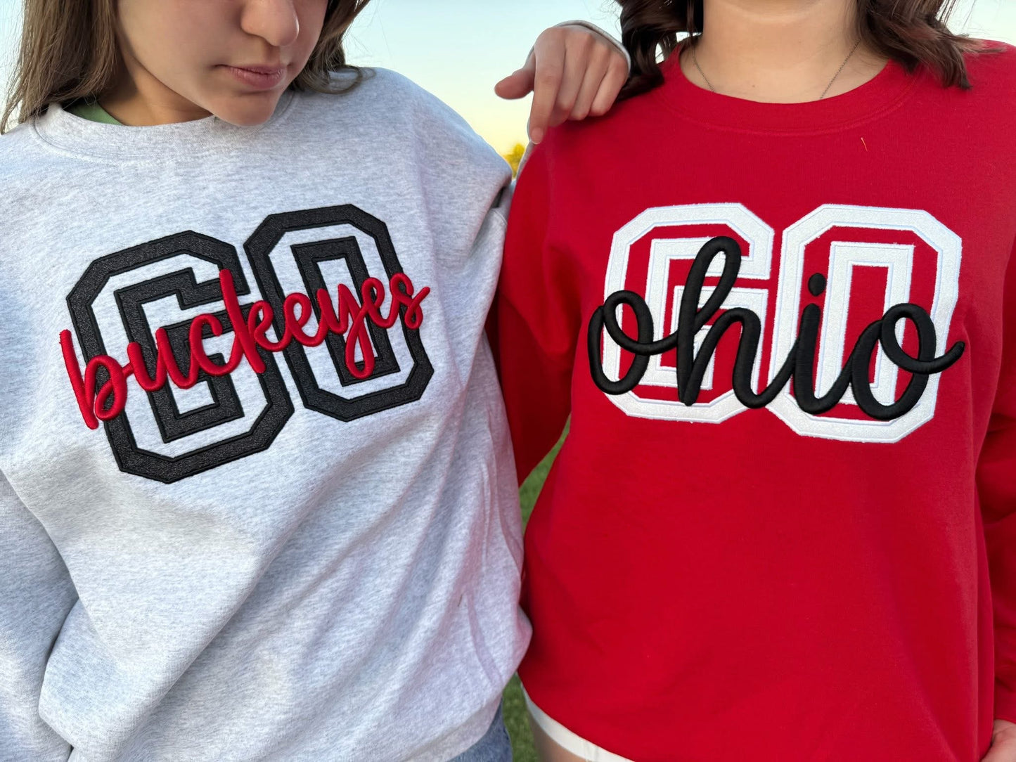 custom puff glitter embroidery game day pullovers-must claim with colors and teams in VIP