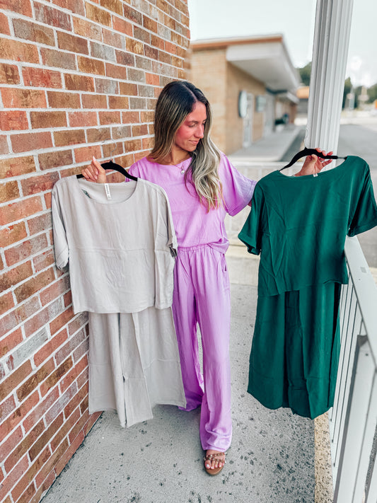 woven short sleeve & pants set