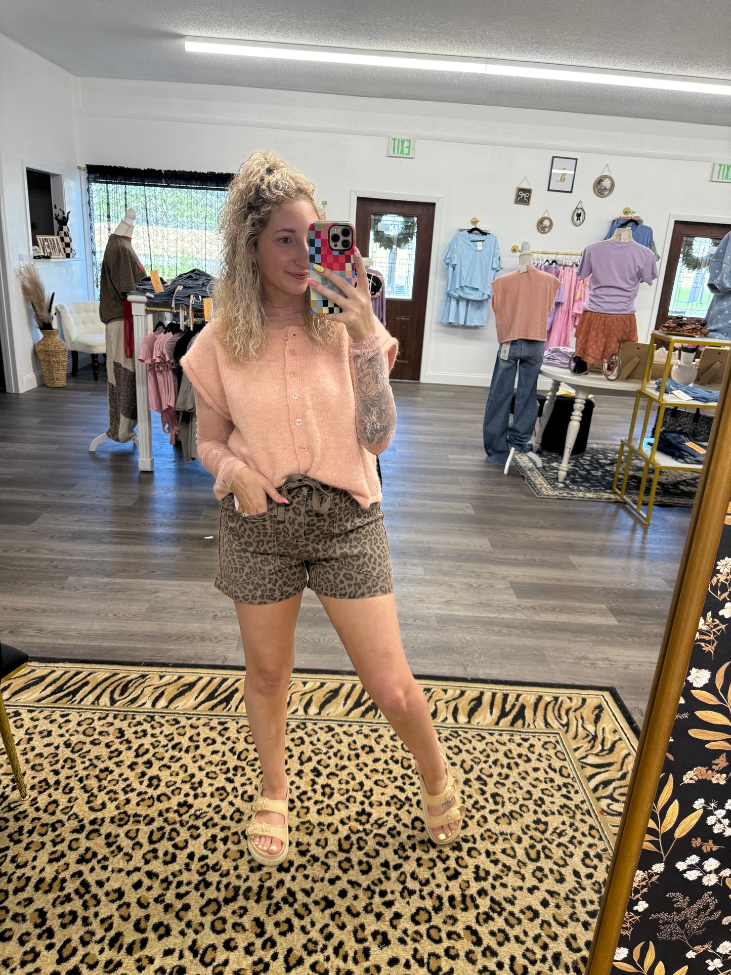 leopard risen shorts