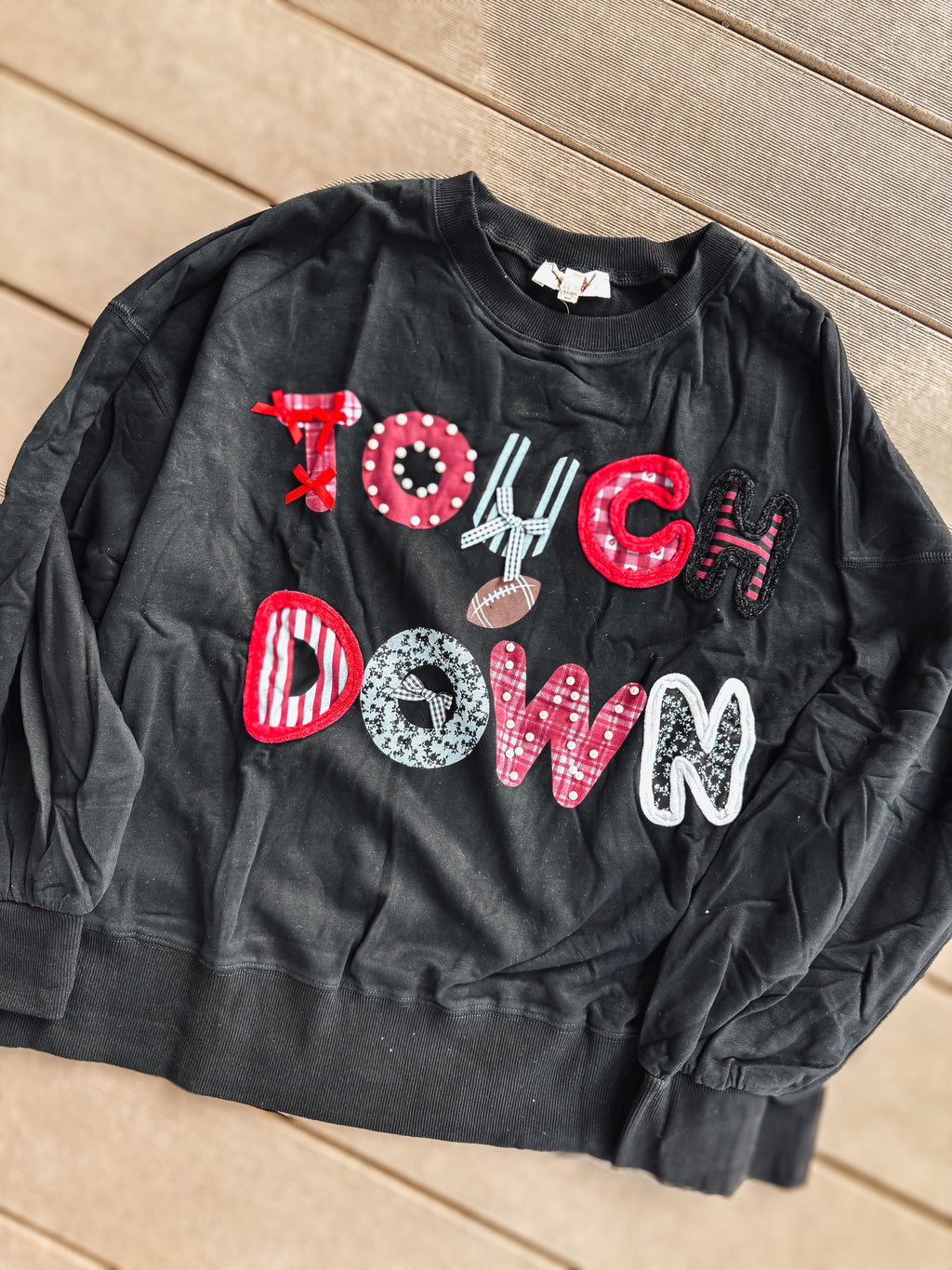 touch down printed trim detail pullover