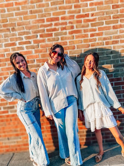 stripe button down tops in 2 colors