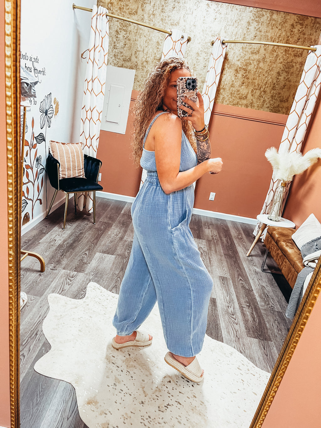 mineral washed cotton gauze jumpsuits