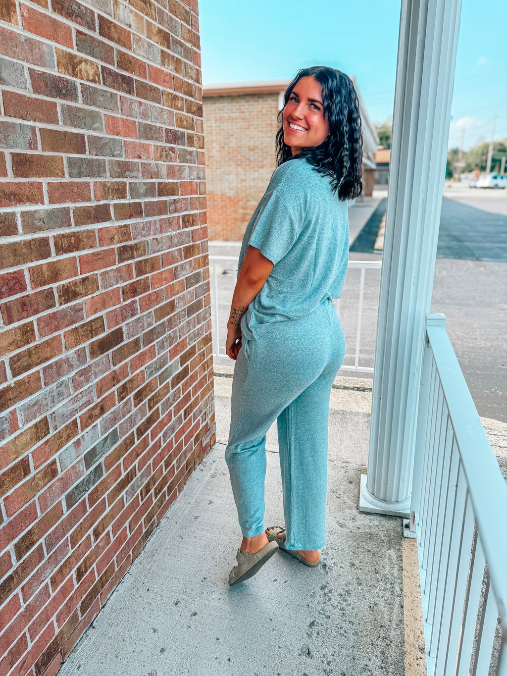 soft melange short sleeve & pants set