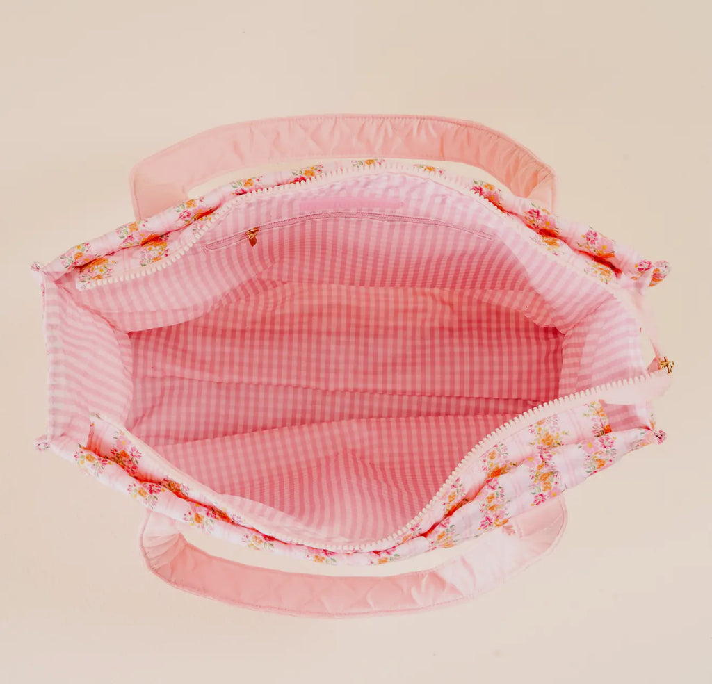 everyday quilted tote bag in petal parade pink