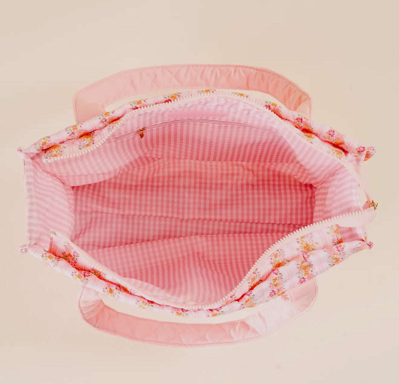 everyday quilted tote bag in petal parade pink