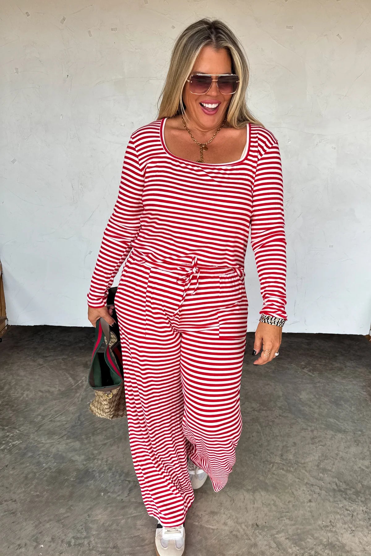 red & white striped sweetheart set