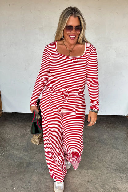 red & white striped sweetheart set