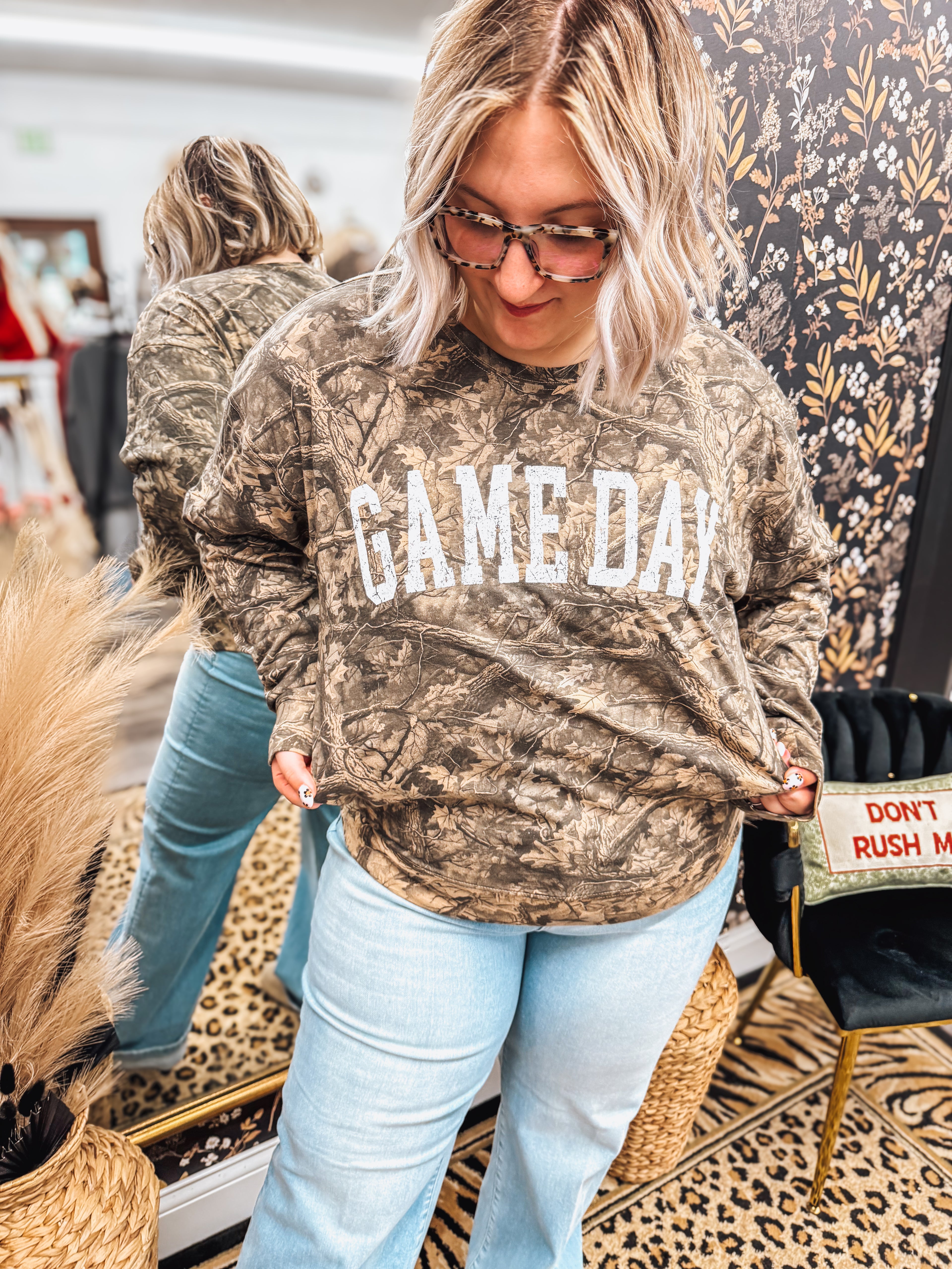long sleeve camo gameday graphic