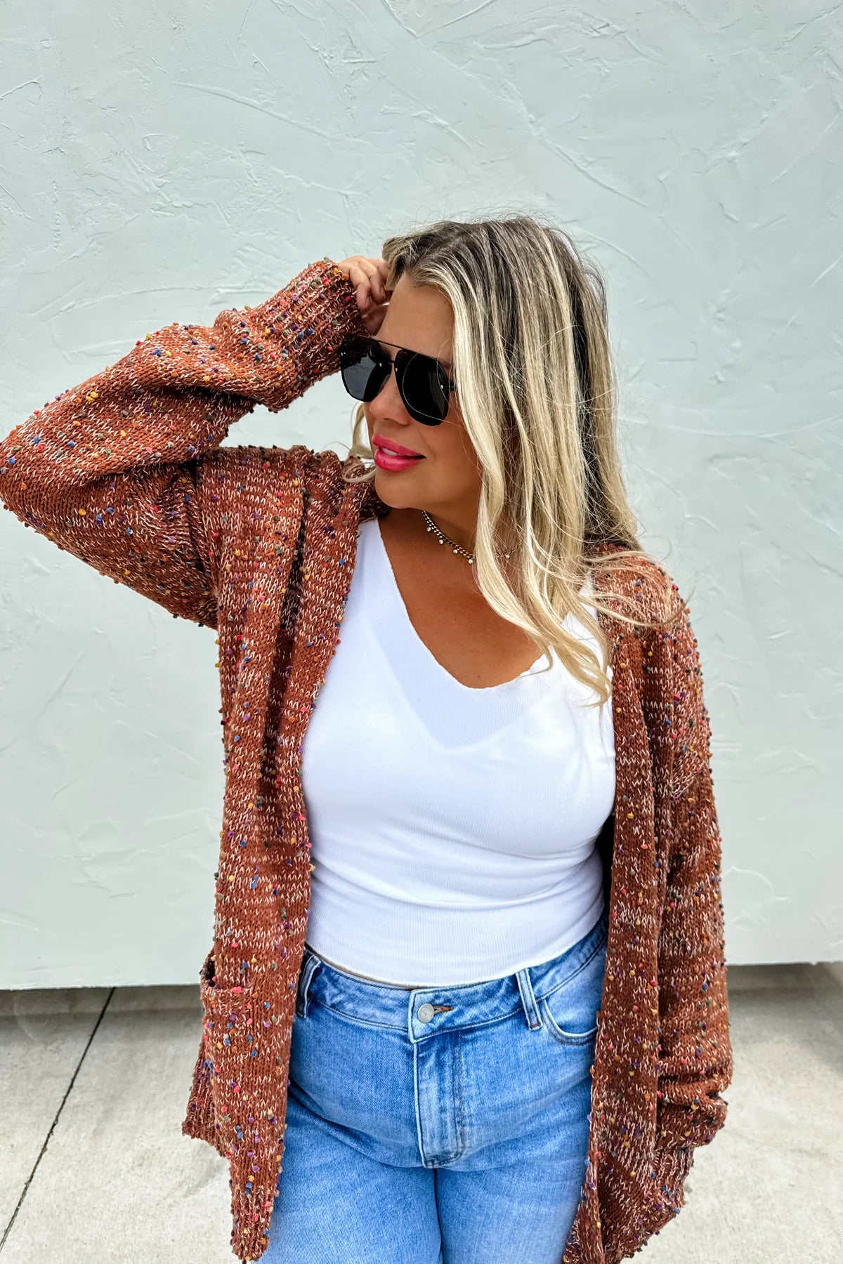 fall dot cinnamon cardigan