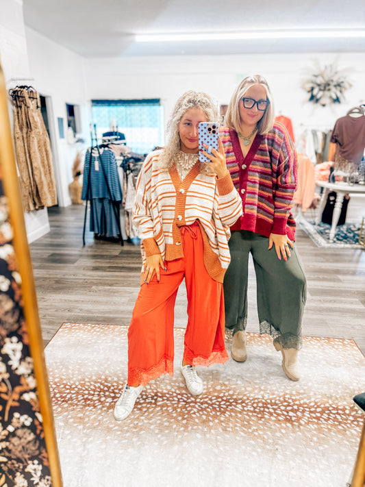 Thanksgiving lace trim pants