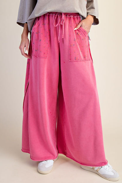 preorder- FLORAL PRINT WASHED TERRY PALAZZO PANTS
