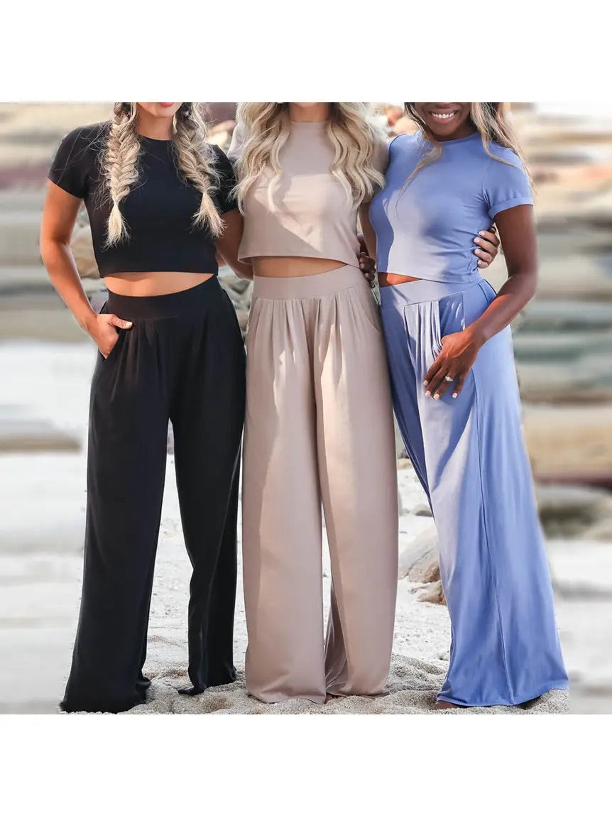 BEST SELLING wide leg pants sets in 3 colors