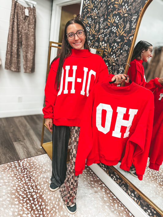 bucketlist best selling reversible OH/IO mockneck in red