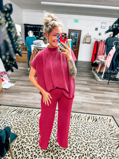 BEST SELLER—ribbed mock neck set (ships in 10/15 days)