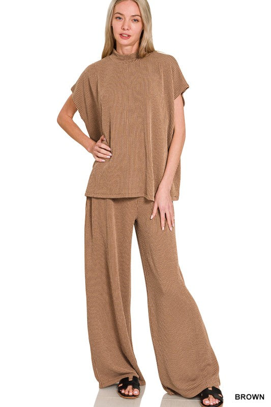 BEST SELLER—ribbed mock neck set (ships in 10/15 days)