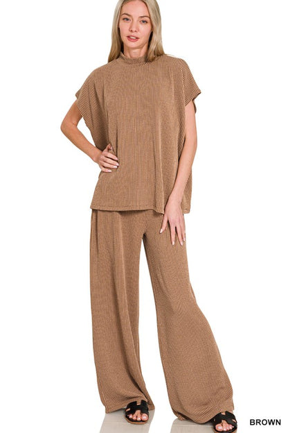 BEST SELLER—ribbed mock neck set (ships in 10/15 days)