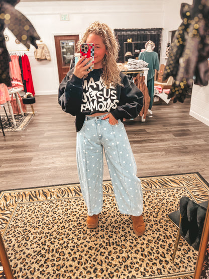 polka dot barrel jeans