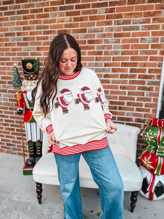 BEST SELLER skating sequins santa velvet corduroy pullover