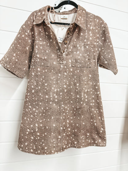Fawn print denim dress