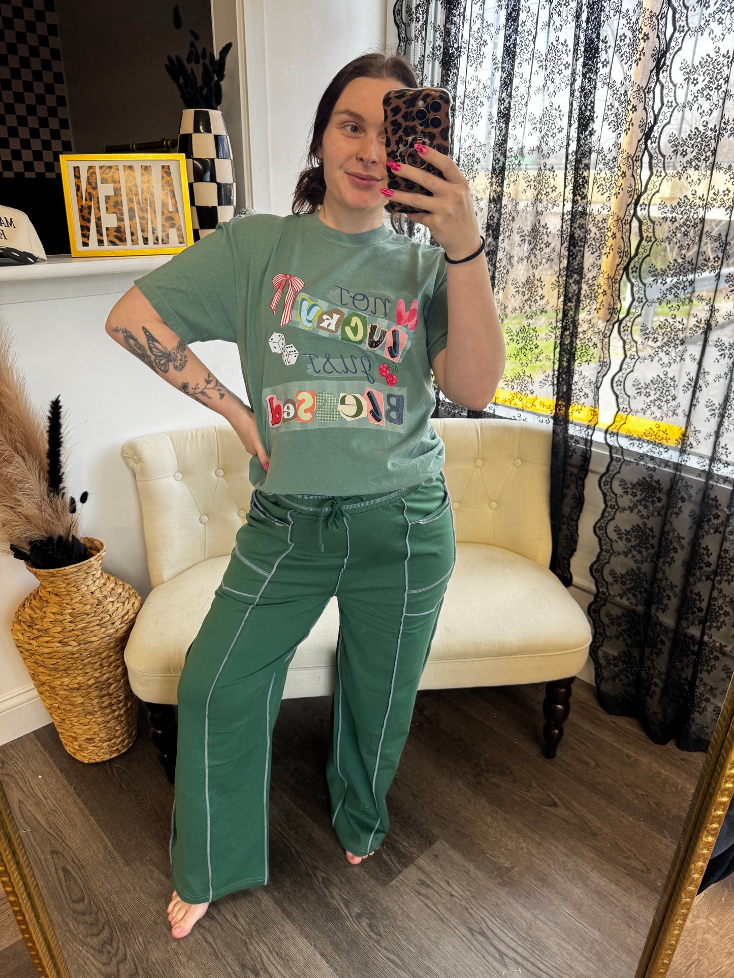 green barrel sweatpants