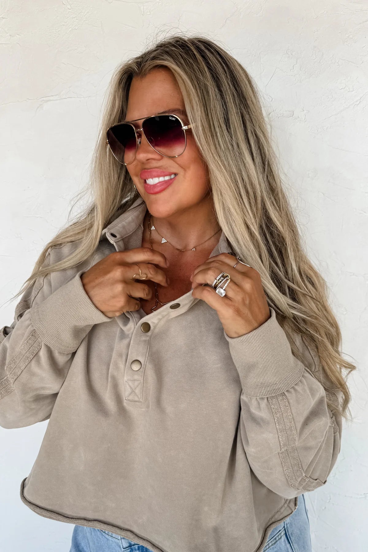 marley snap button sweatshirt