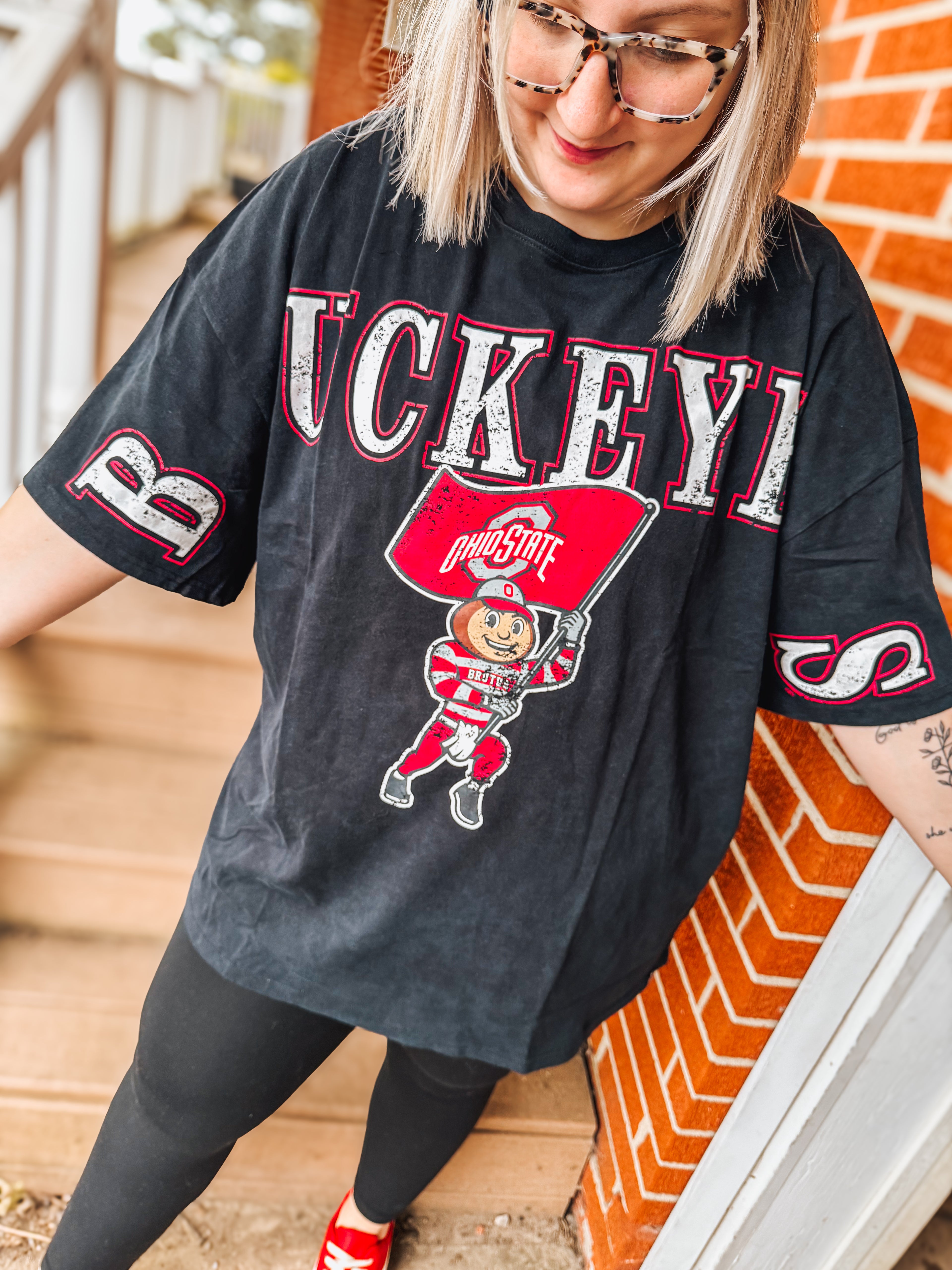 ohio state split oversized band tee