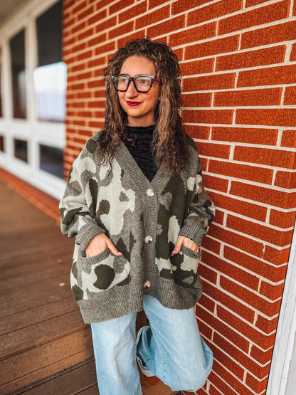 camo oversized cardigan