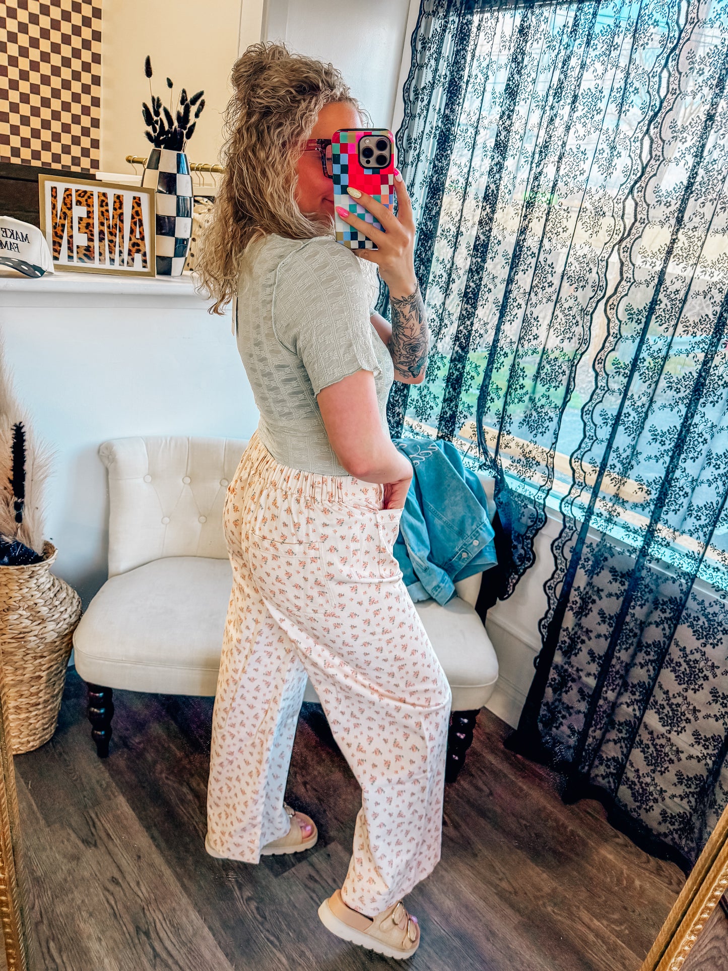 lace mesh short sleeve tops