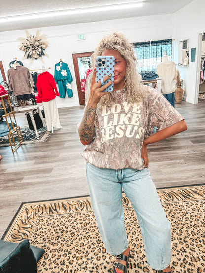 Camo love like Jesus tee