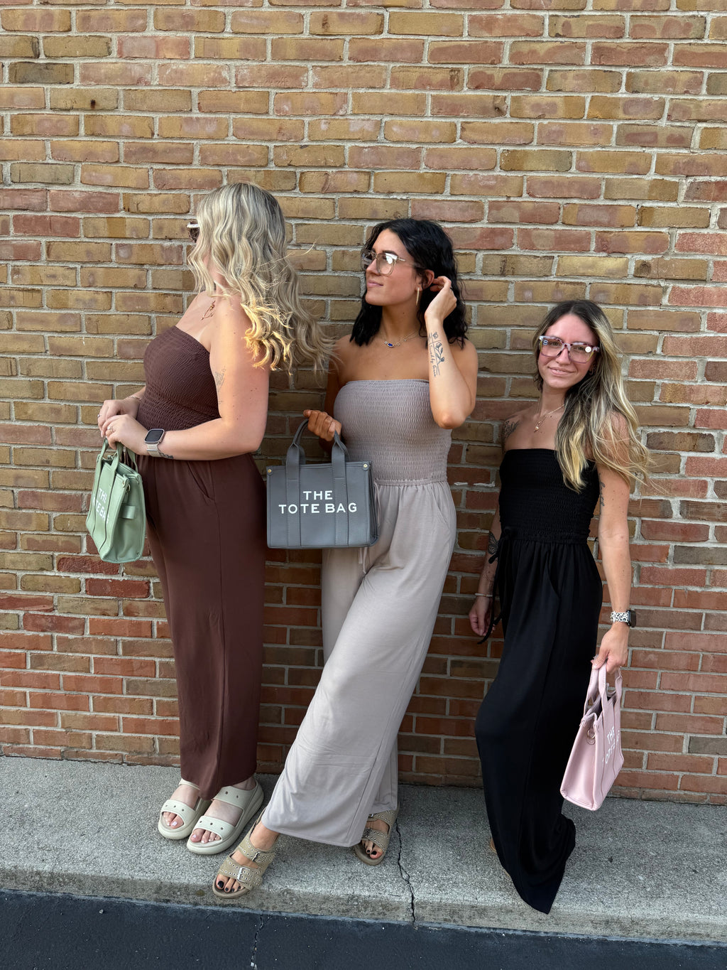 smocked tube top jumpsuit