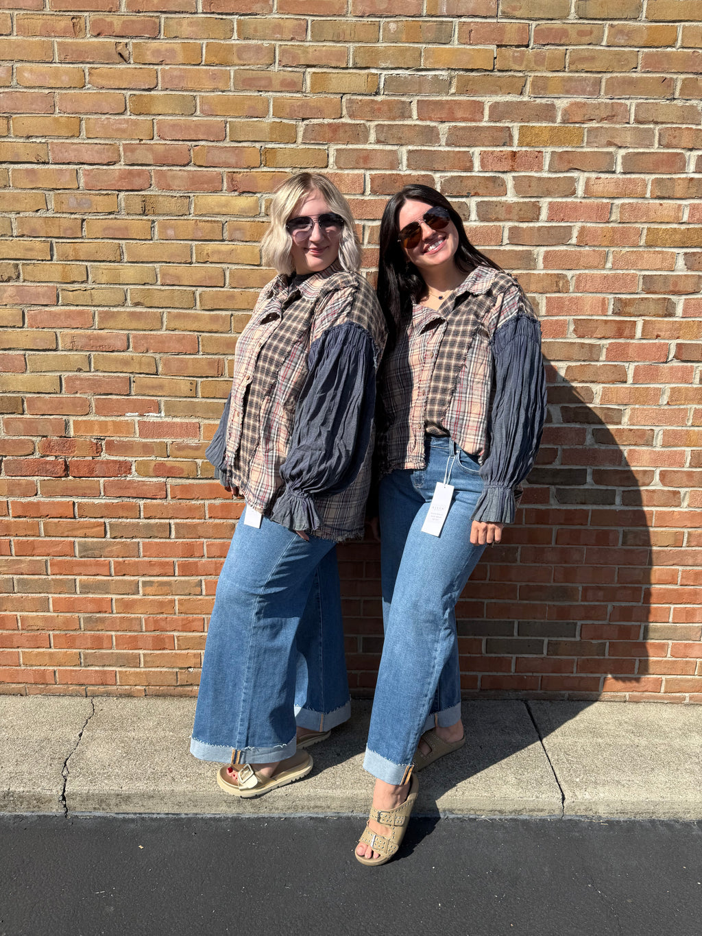 medium wash wide leg cuff jeans