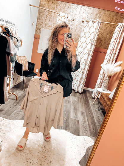 oversized shirt and flowy shorts set in 2 COLORS