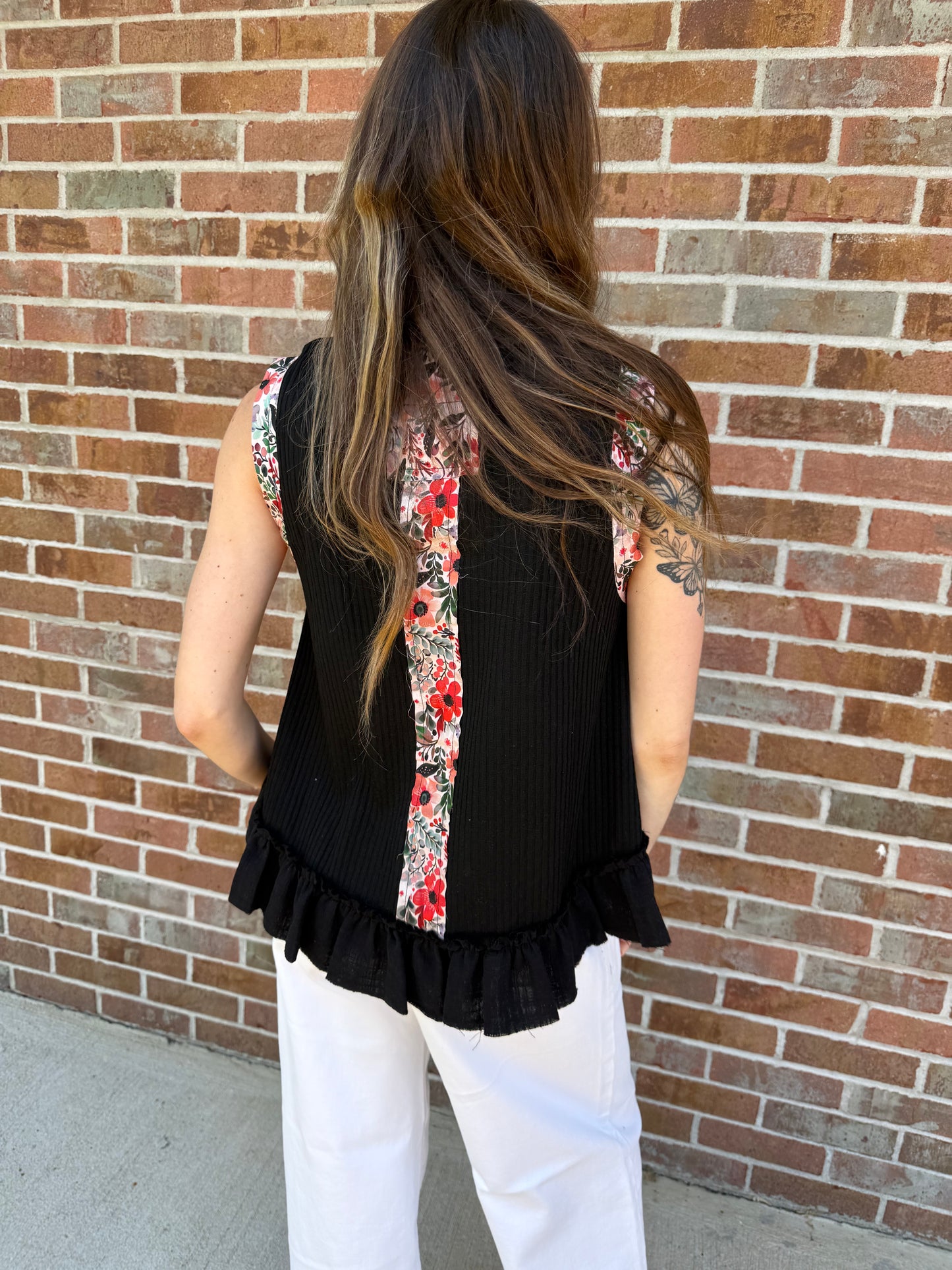 POL floral black tank