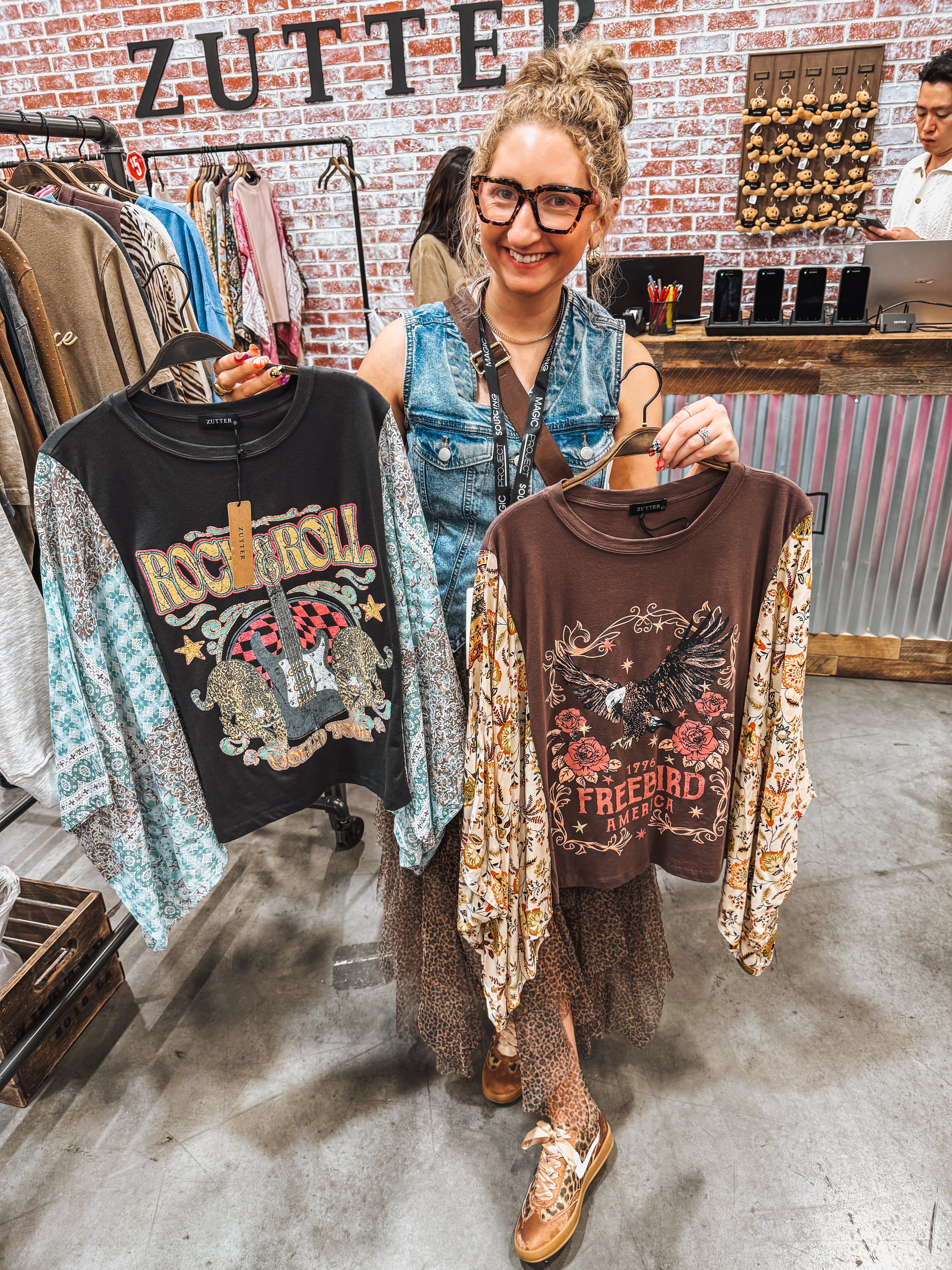 Boho graphic batwing tops