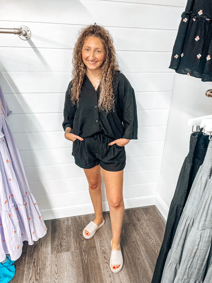 oversized shirt and flowy shorts set in 2 COLORS