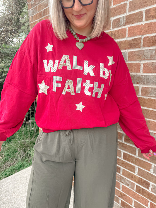 Cranberry Walk by faith appliqué pullover