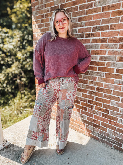 Ash floral patchwork cargo pants