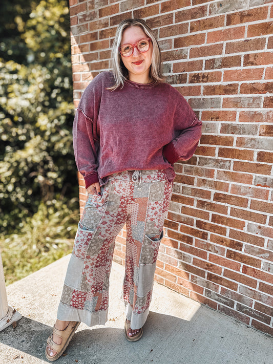Ash floral patchwork cargo pants