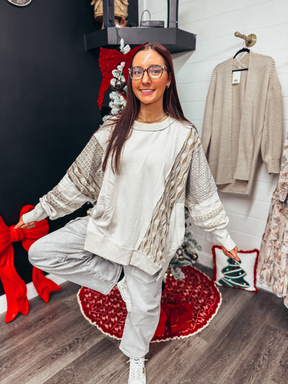 oatmeal textured oversized pullover