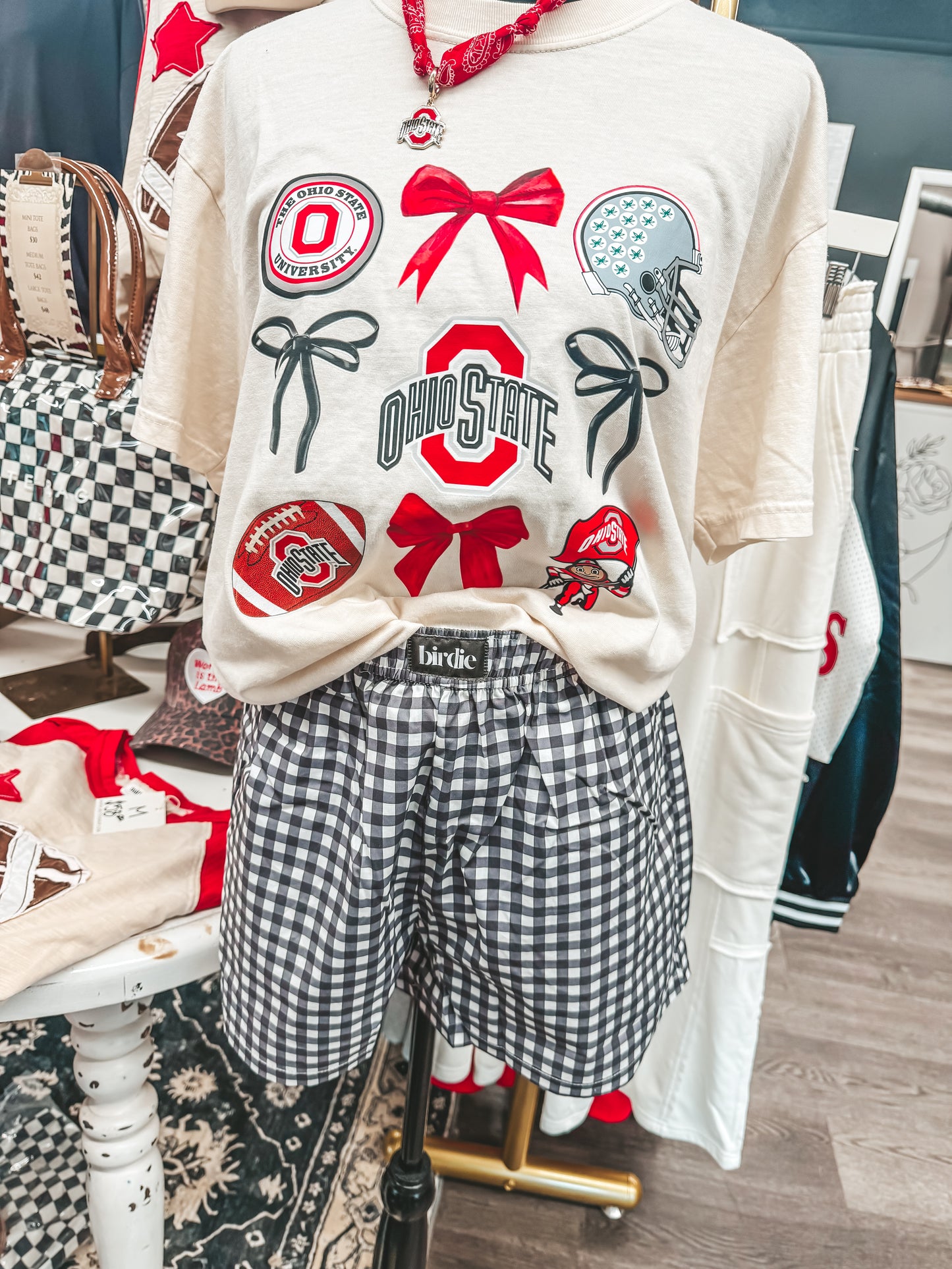Birdie black & white gingham boxer shorts S-2X