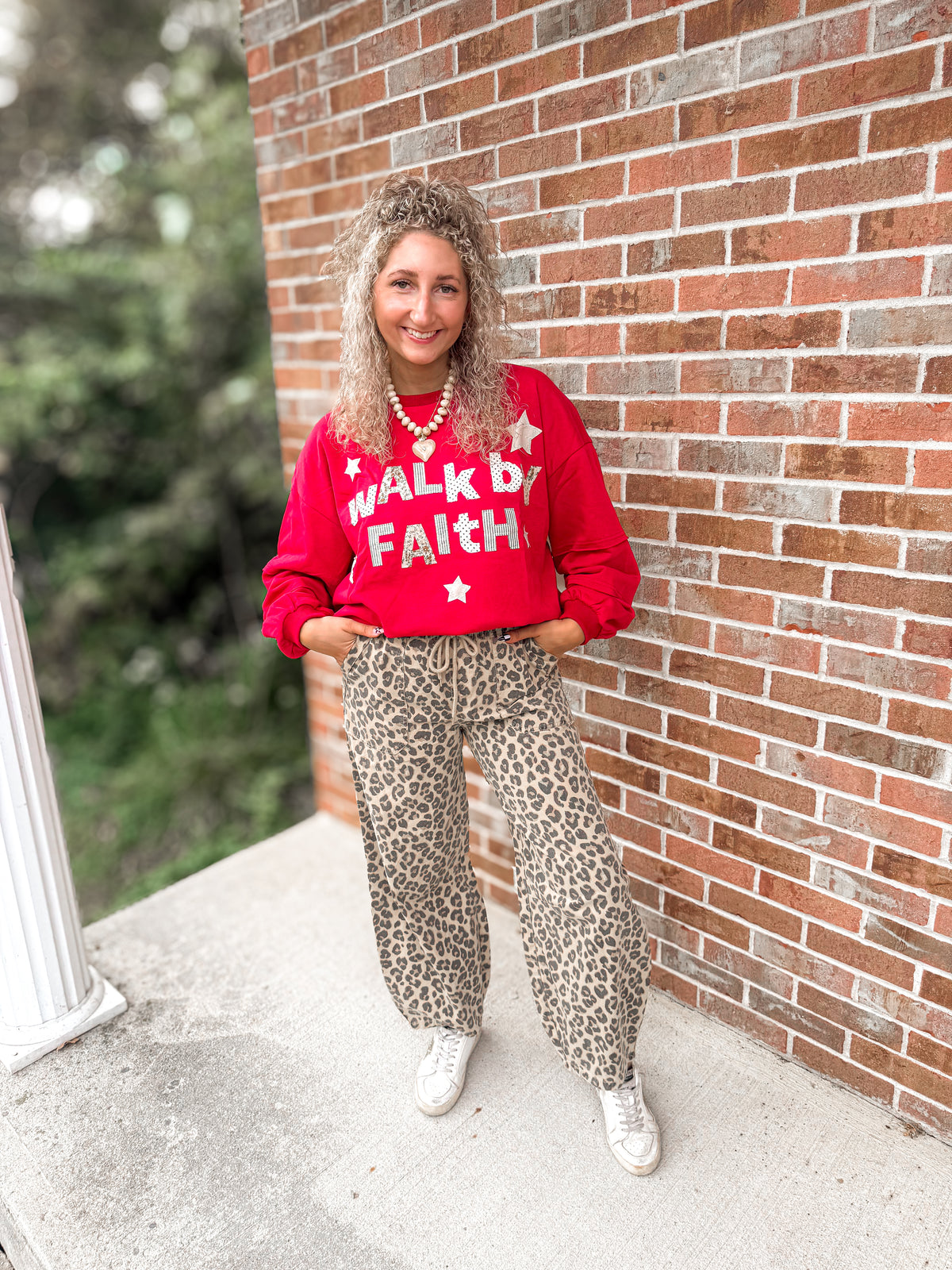 Cranberry Walk by faith appliqué pullover