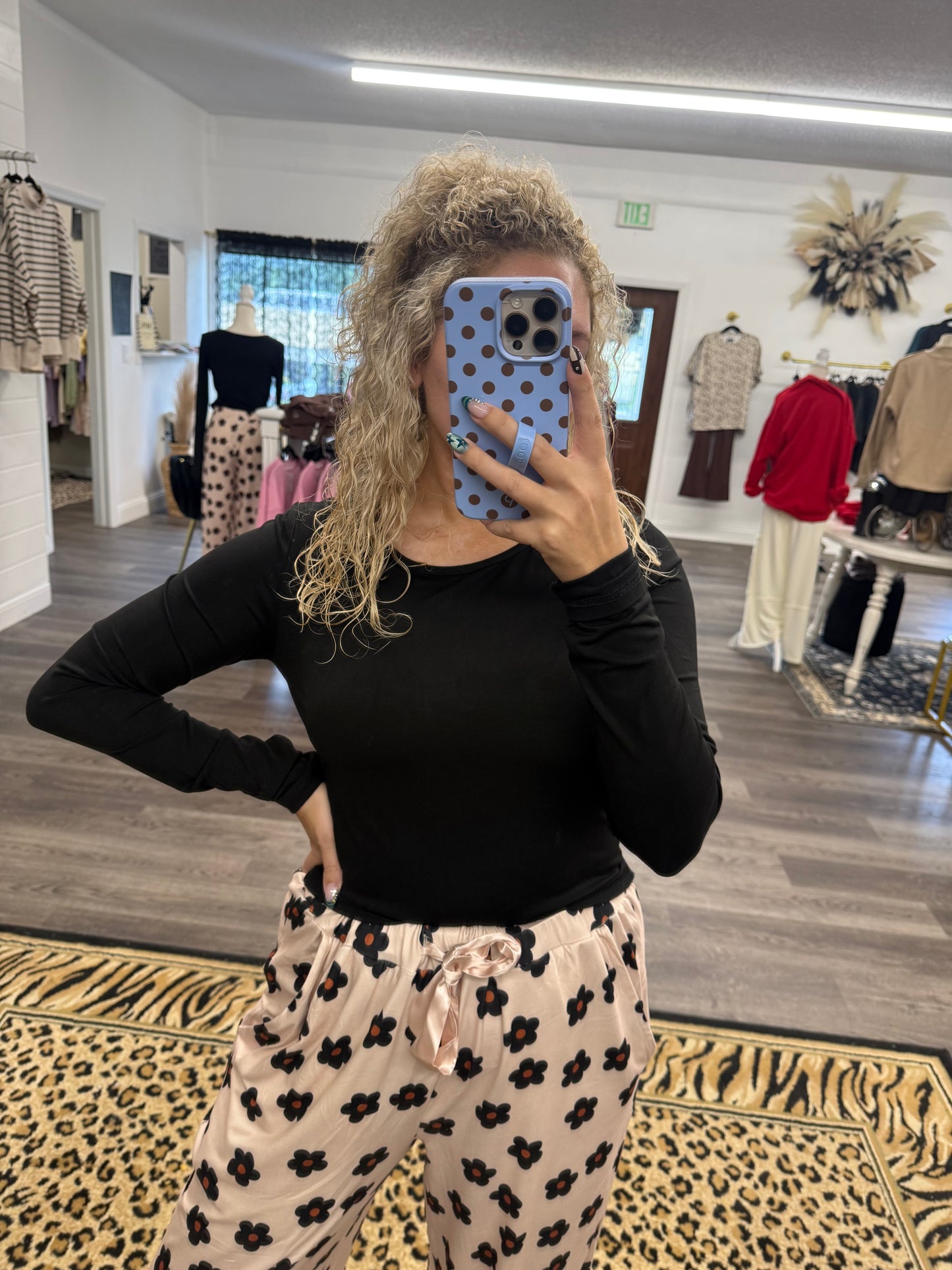 BIRDIE Essential Cropped Long Sleeve Top in Black