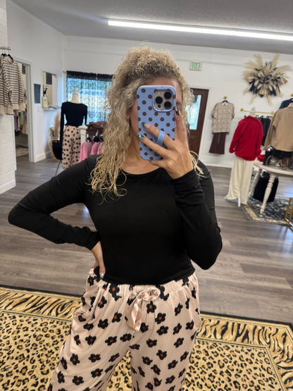 BIRDIE Essential Cropped Long Sleeve Top in Black