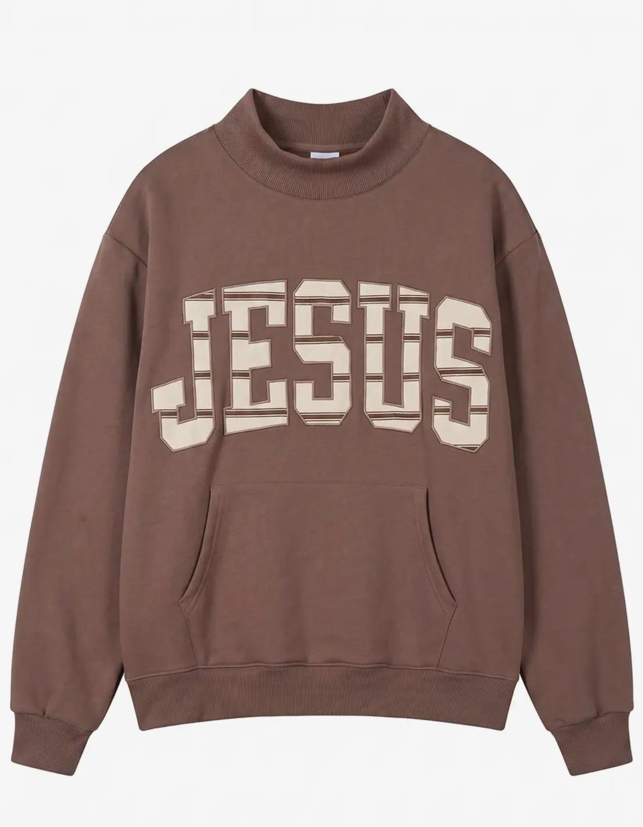bucketlist jesus striped pocket mockneck