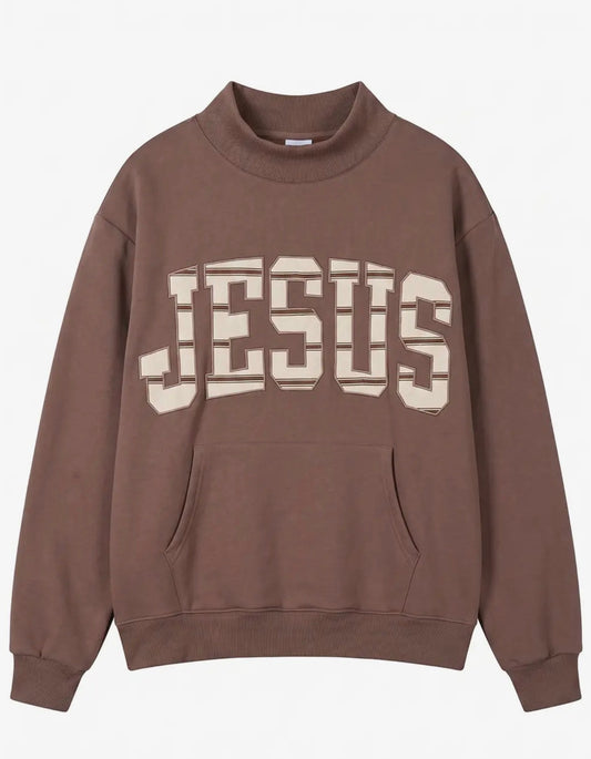 bucketlist jesus striped pocket mockneck