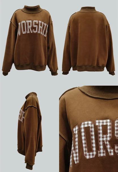 bucketlist brown worship gingham mockneck